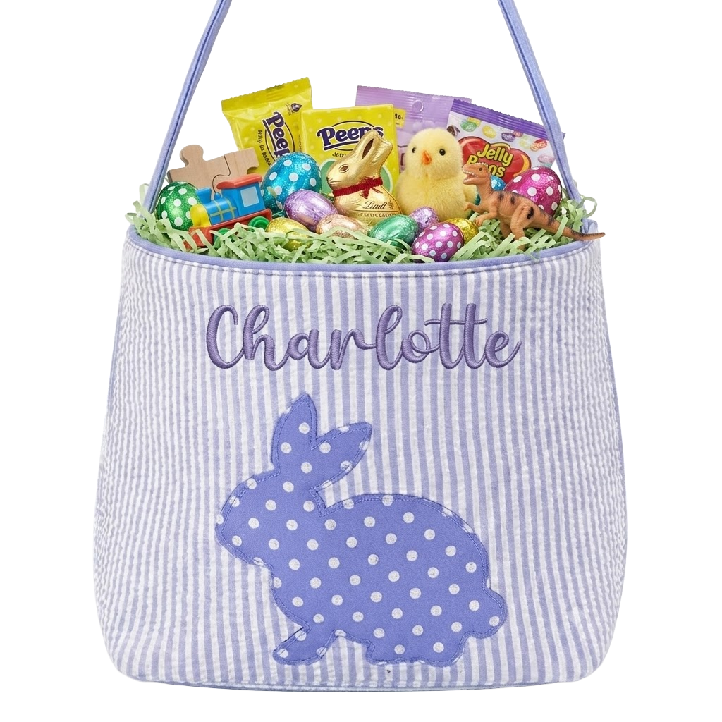 Personalized SEERSUCKER Easter Bunny Basket