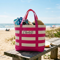 Haul-It-All Stripe Canvas Beach Tote Bag