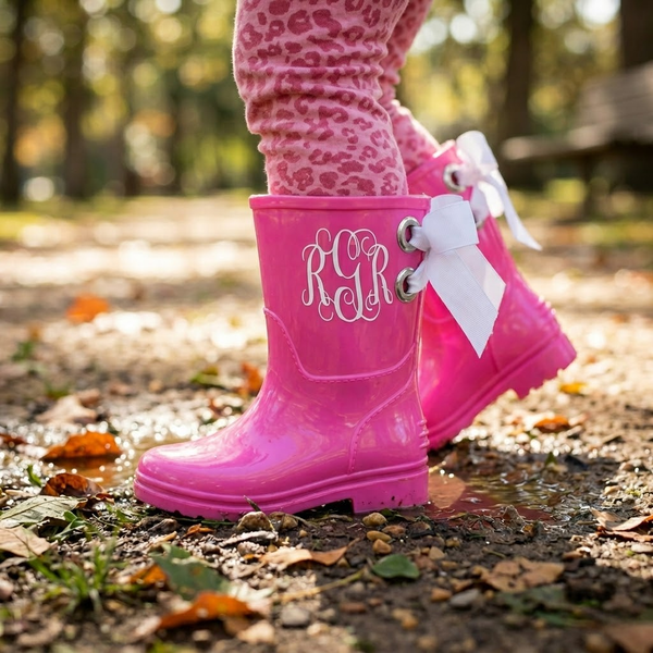 Children's Rubber Rain Boots w/Ribbon