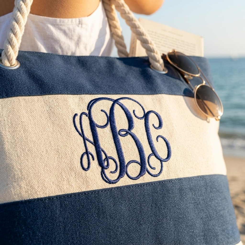 Canvas Stripe Beach Tote