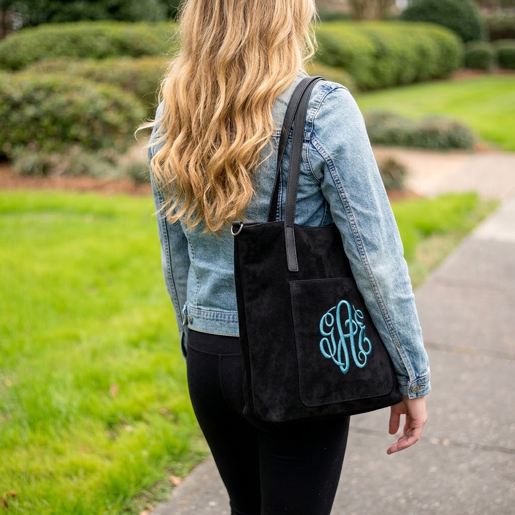 Suede Handbag w/Coin Purse