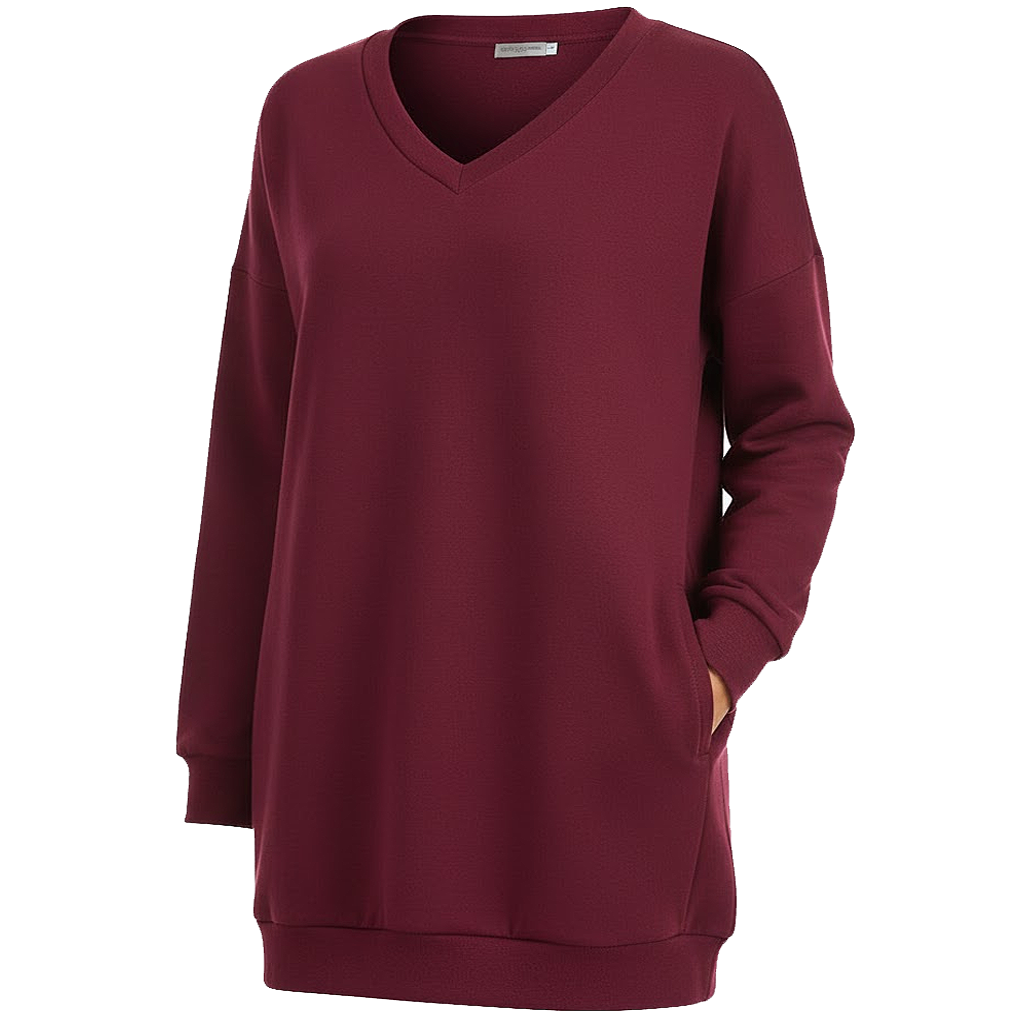 Long V-Neck Sweatshirt