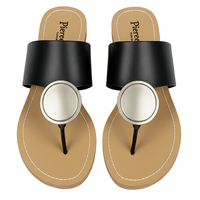 Pierra Dumas Black Flat Sandals