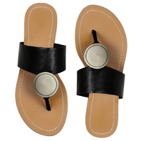 Pierra Dumas Black Flat Sandals