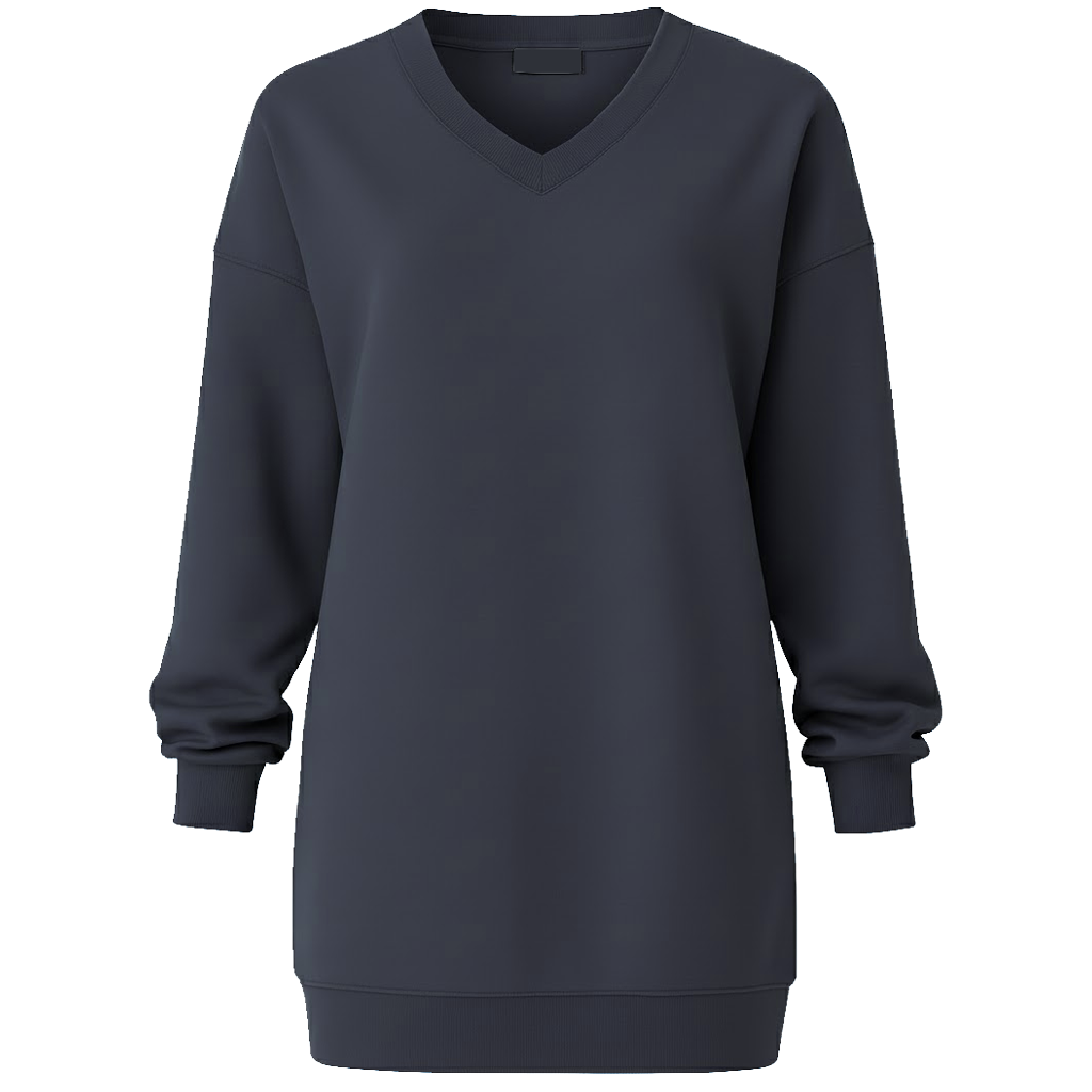 Extra Long V-Neck Sweatshirt