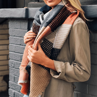 Waffle Plaid Fringe Scarf