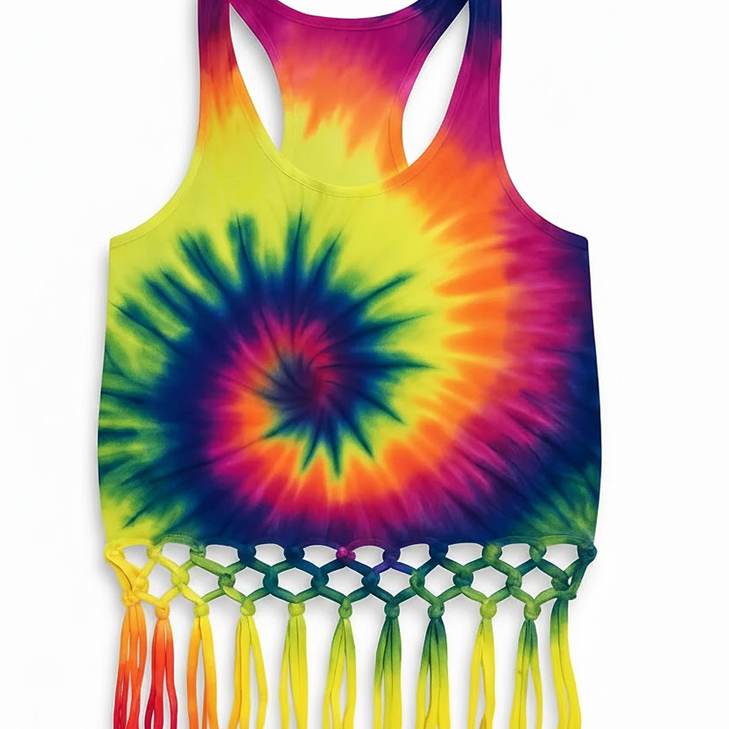 Tie Dye Fringe Tank Top