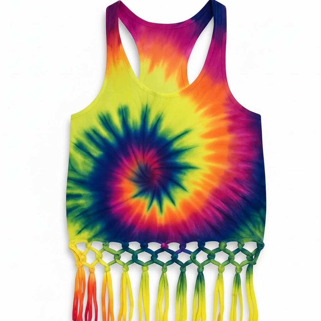 Tie Dye Fringe Tank Top