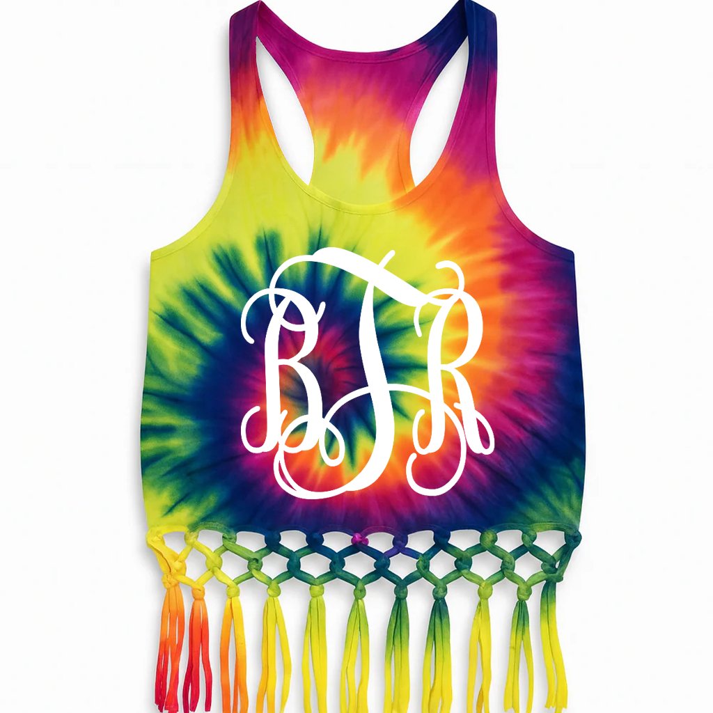 Tie Dye Fringe Tank Top