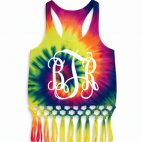 Tie Dye Fringe Tank Top