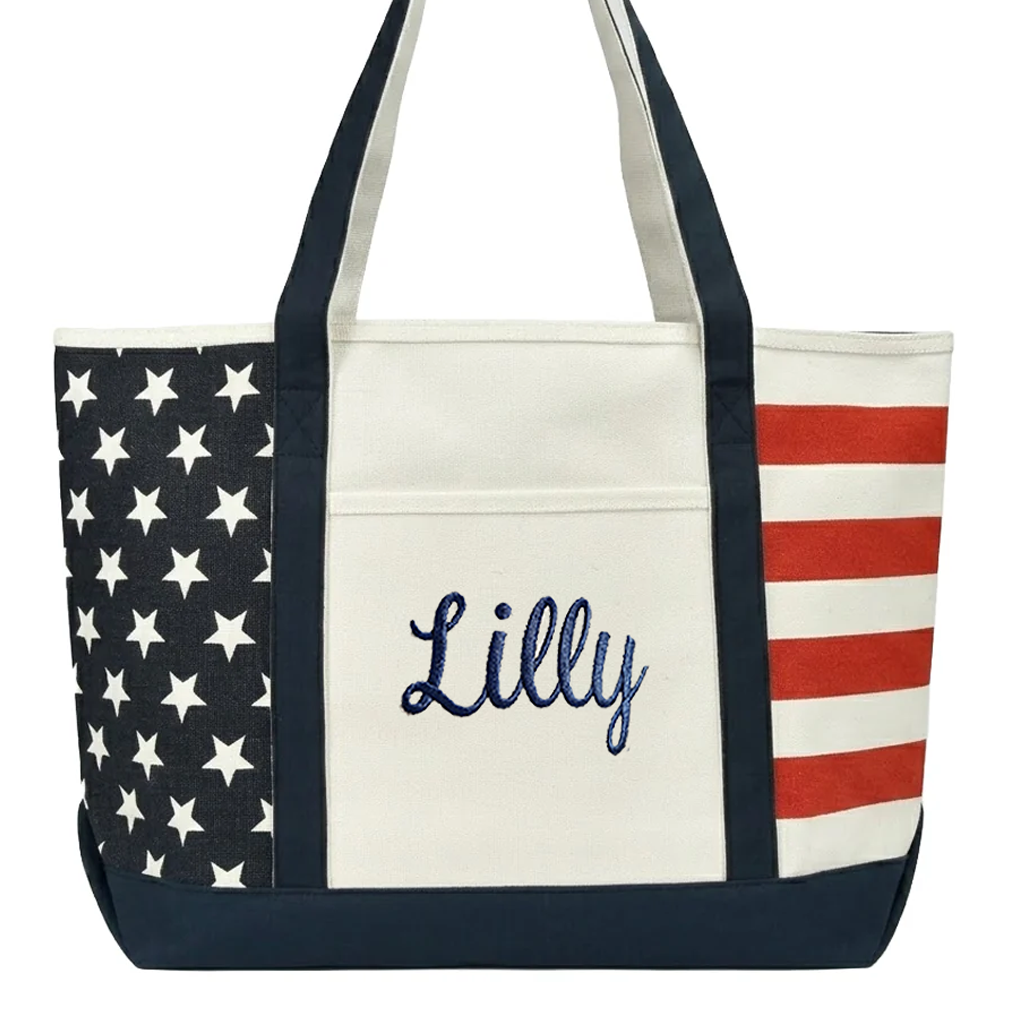 USA Flag Canvas Boater Tote