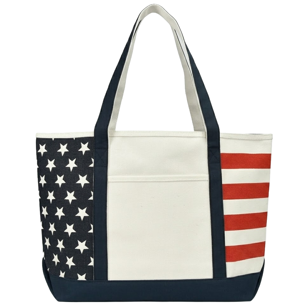 USA Flag Canvas Boater Tote
