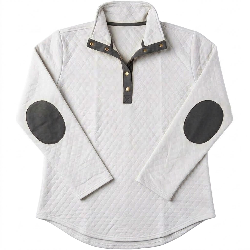 Ivory Quilted Elbow Patch Sweatshirt