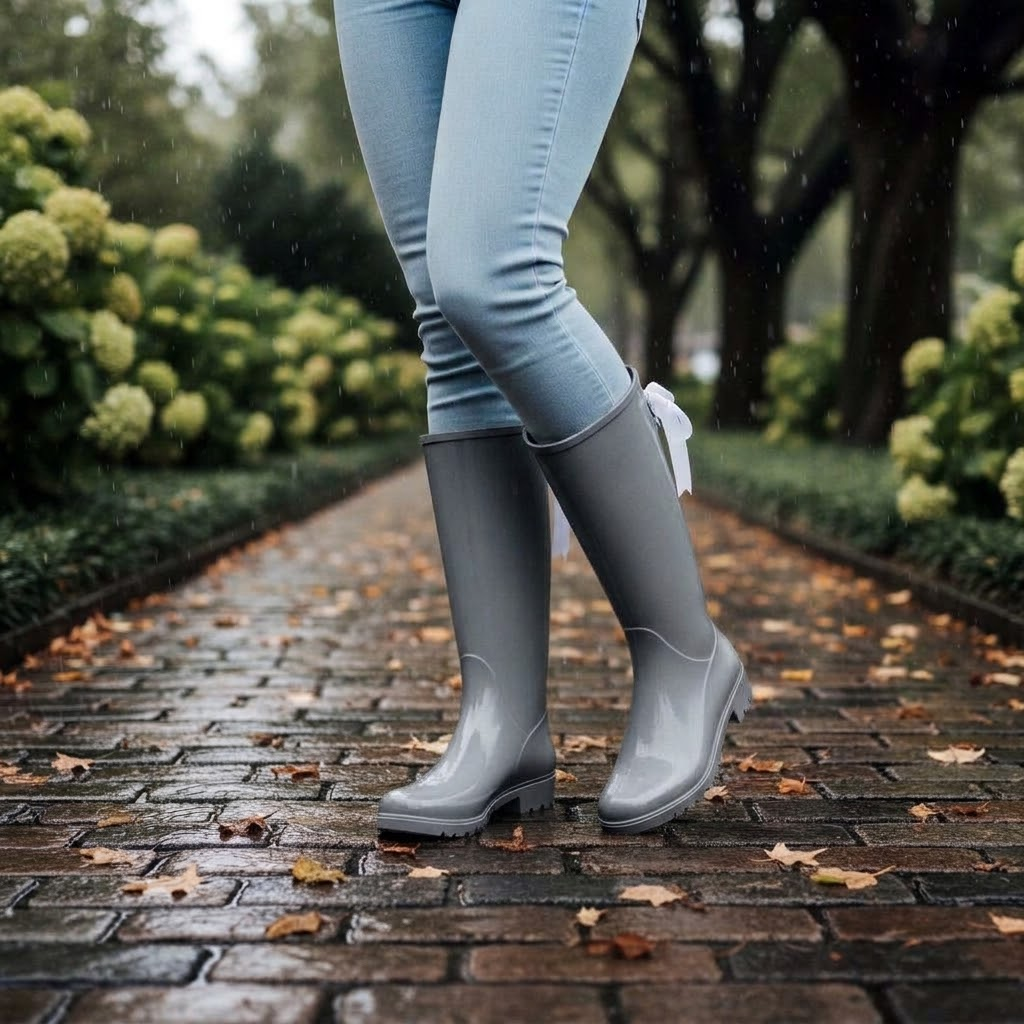 Classic Rubber Rain Boots w/Ribbon