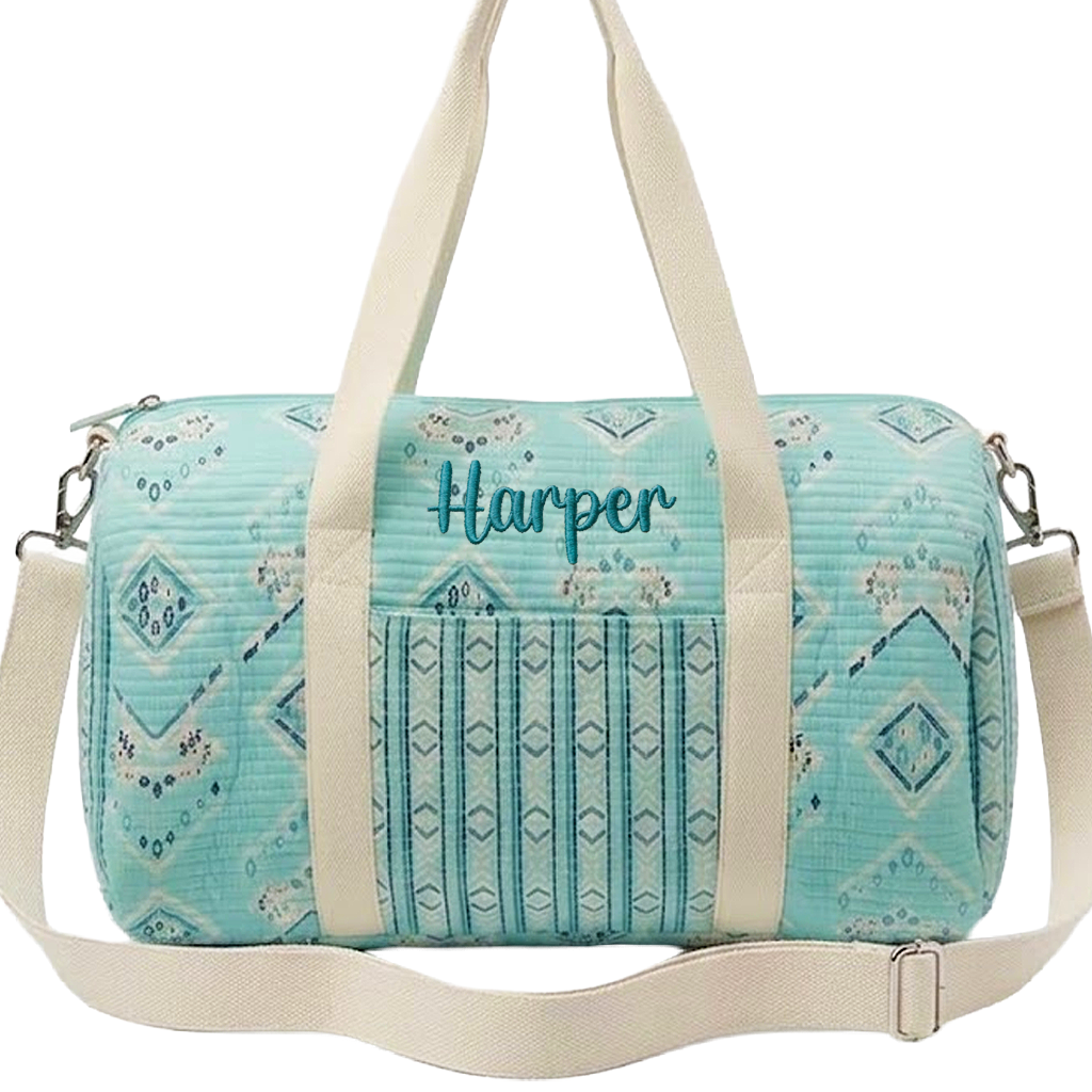 Quilted Classic Duffel Travel Tote Bag