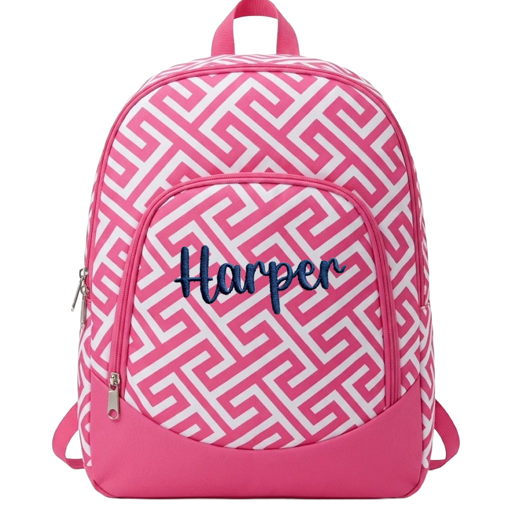PINK Greek Key Kids Backpack