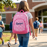 PINK Greek Key Kids Backpack