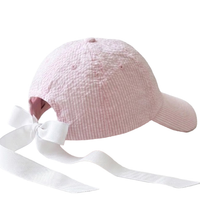 Seersucker Baseball Hat w/Ribbon Tie