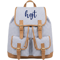 Navy Seersucker Campus Backpack