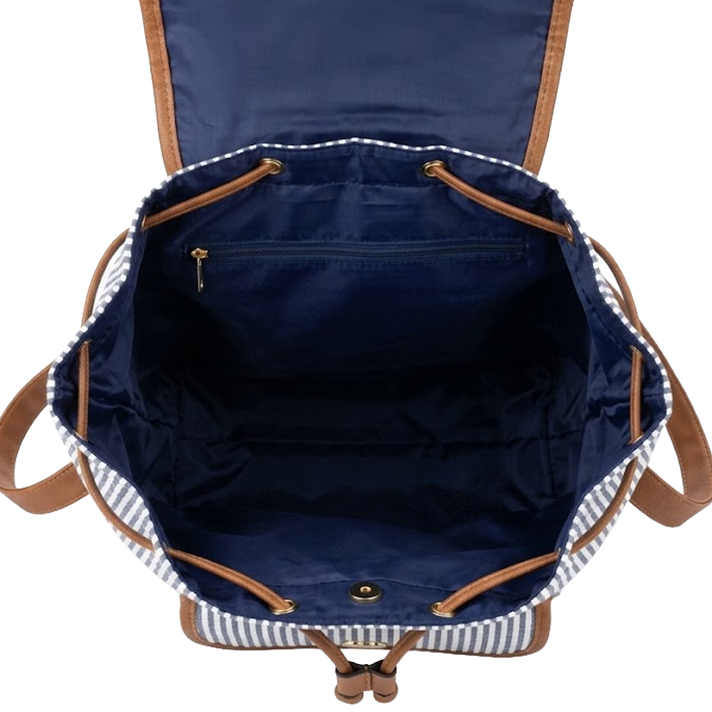 Navy Seersucker Campus Backpack
