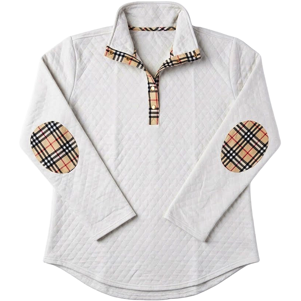 Ivory Quilted Elbow Patch Sweatshirt