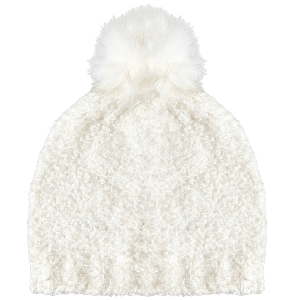 Beanie Hat w/Pom Pom Ball - IVORY