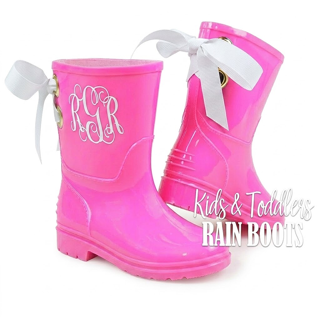 Children's Rubber Rain Boots w/Ribbon