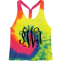Tie Dye Braided Racerback Tank Top