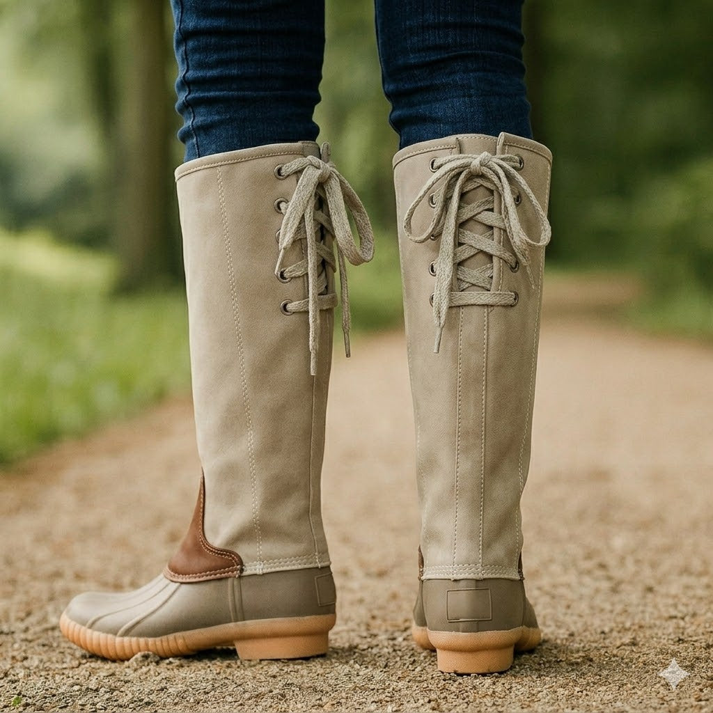 Chic Suede Tall Lace Up Duck Boots