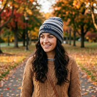 Knit Horizonal Stripe Beanie Hat