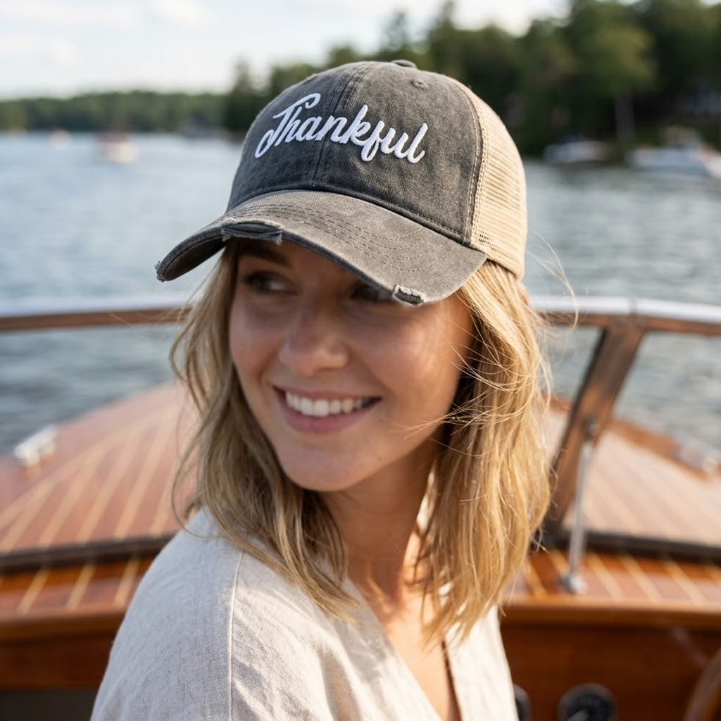 Frayed Trucker Hat - THANKFUL