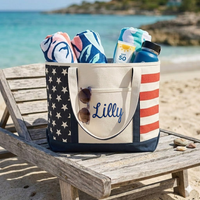 USA Flag Canvas Boater Tote