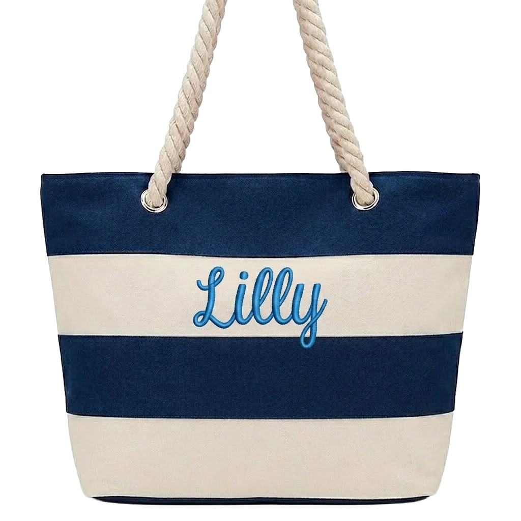 Canvas Stripe Beach Tote
