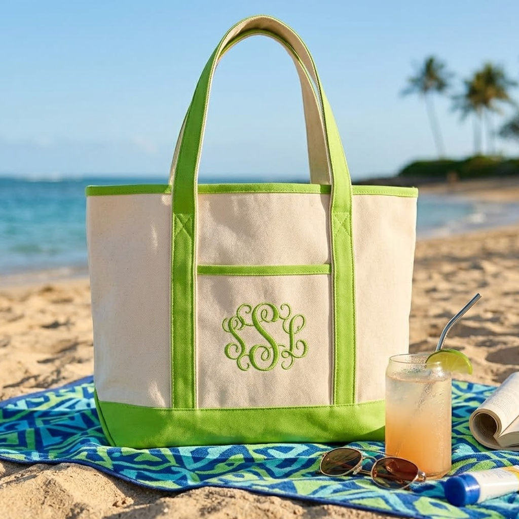 Large Canvas Boater Tote