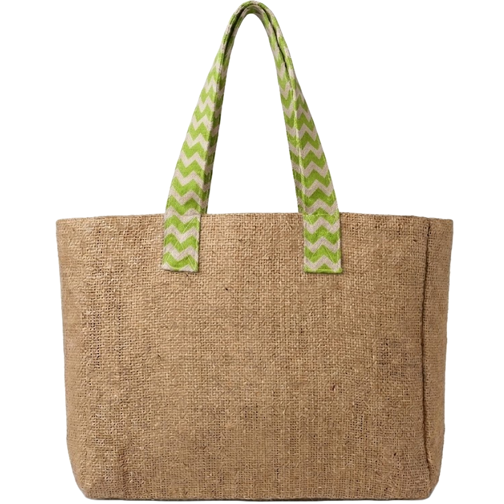 Reversible Burlap Chevron Tote Bag