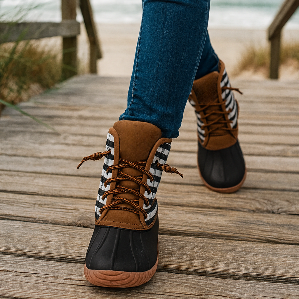 Stripe Ankle Duck Boots