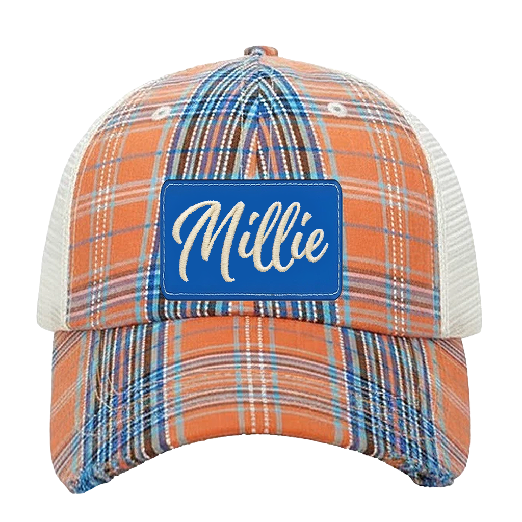 Distressed Plaid Baseball Hat