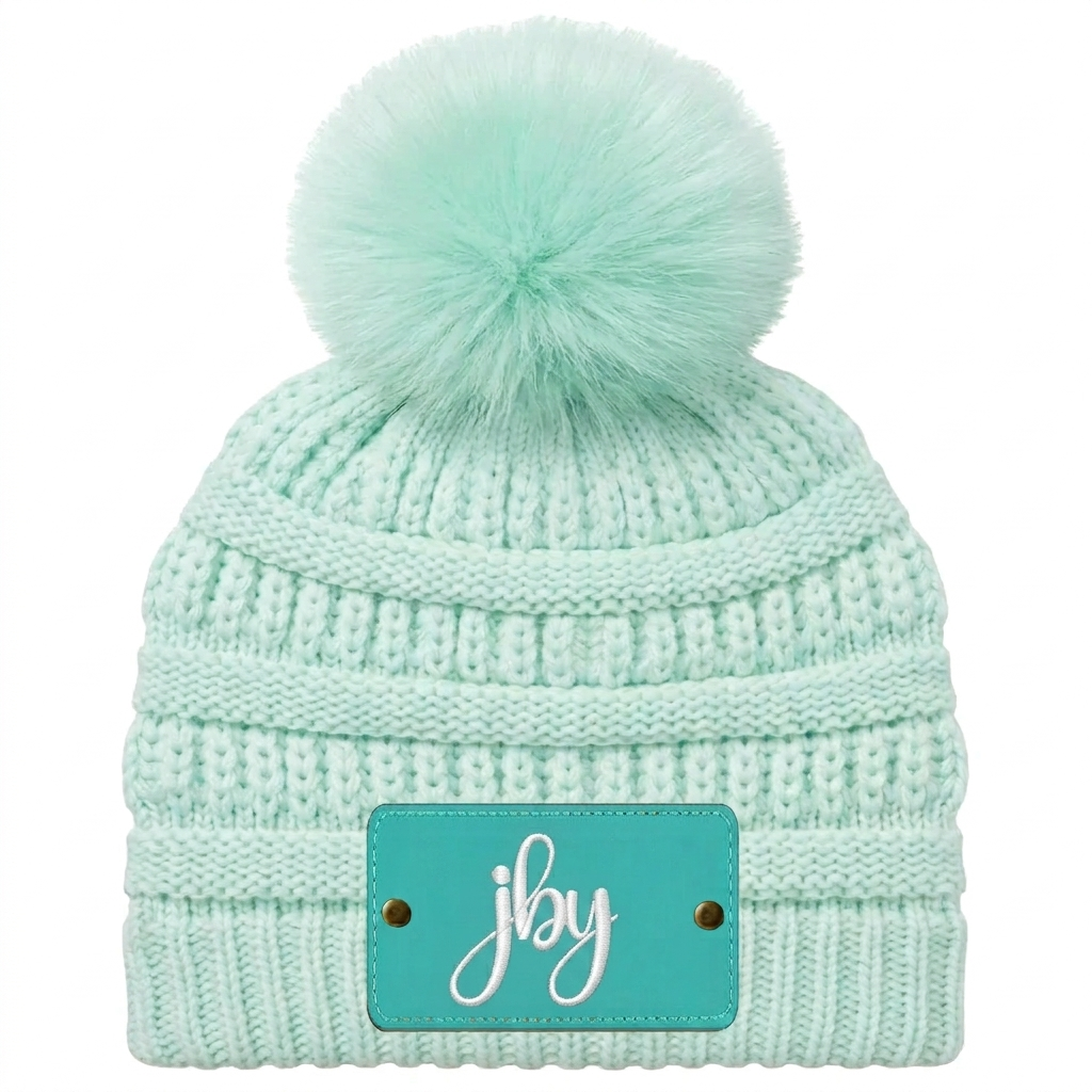 Knit Beanie Hat w/Pom Pom Ball