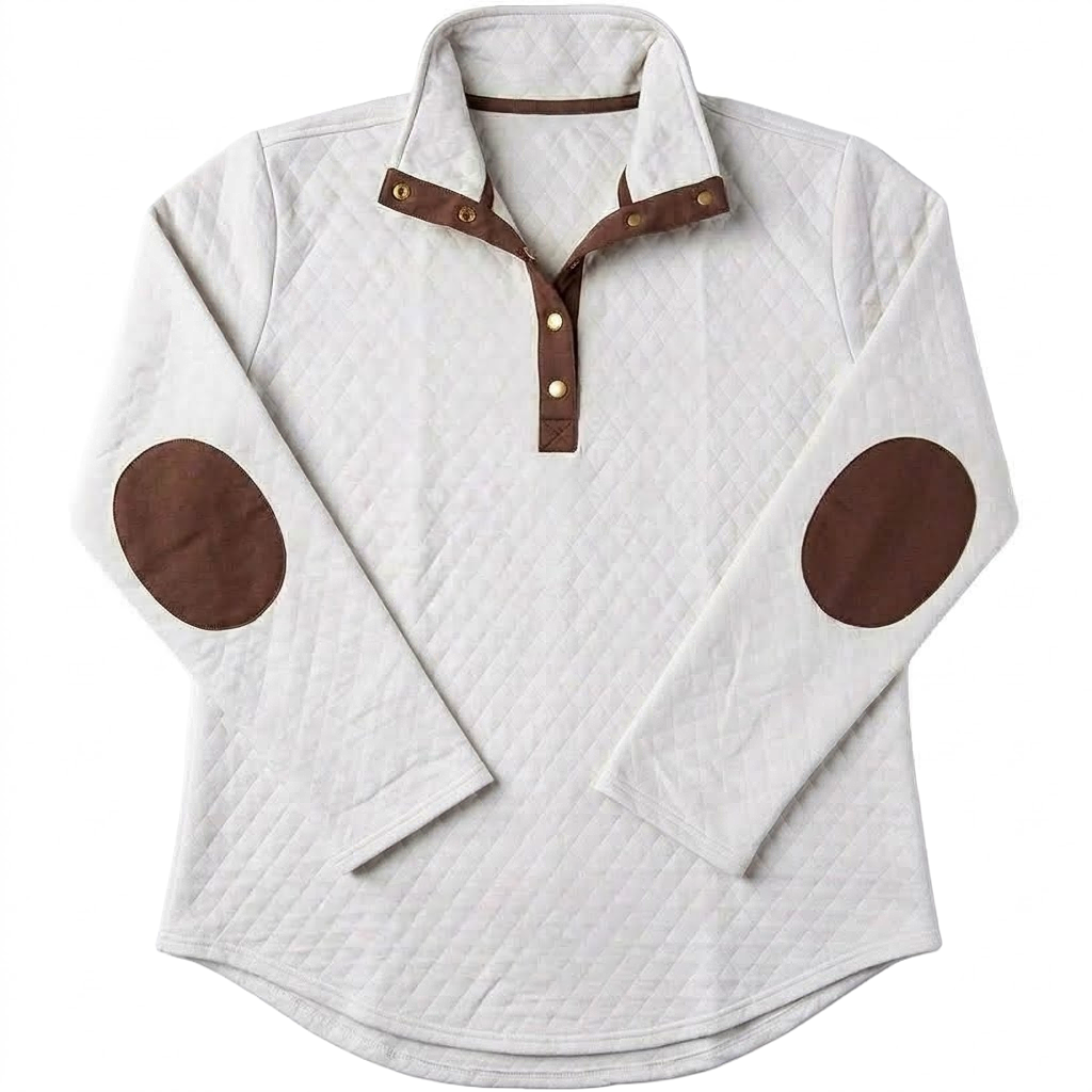 Ivory Quilted Elbow Patch Sweatshirt