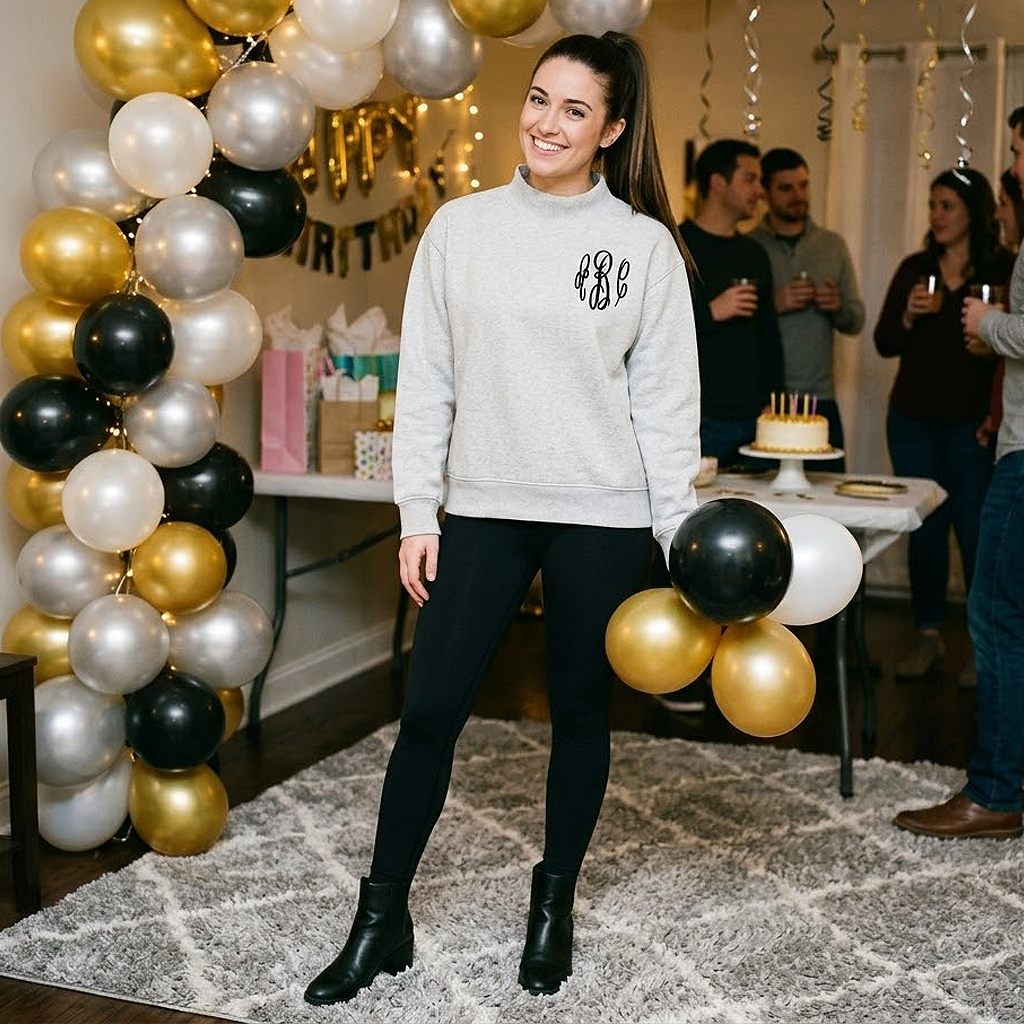 Mock Neck Long Sleeve Sweatshirt