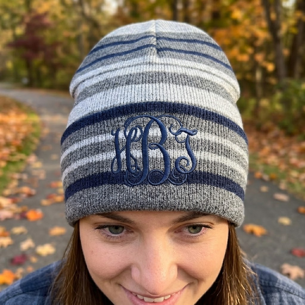 Knit Horizonal Stripe Beanie Hat