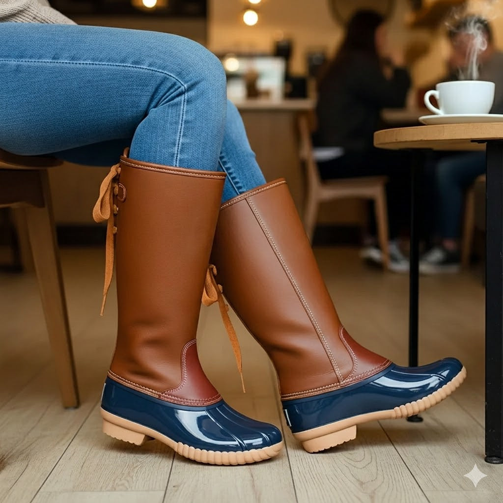 Chic Lace Up Tall Duck Boots