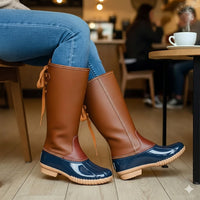 Chic Lace Up Tall Duck Boots