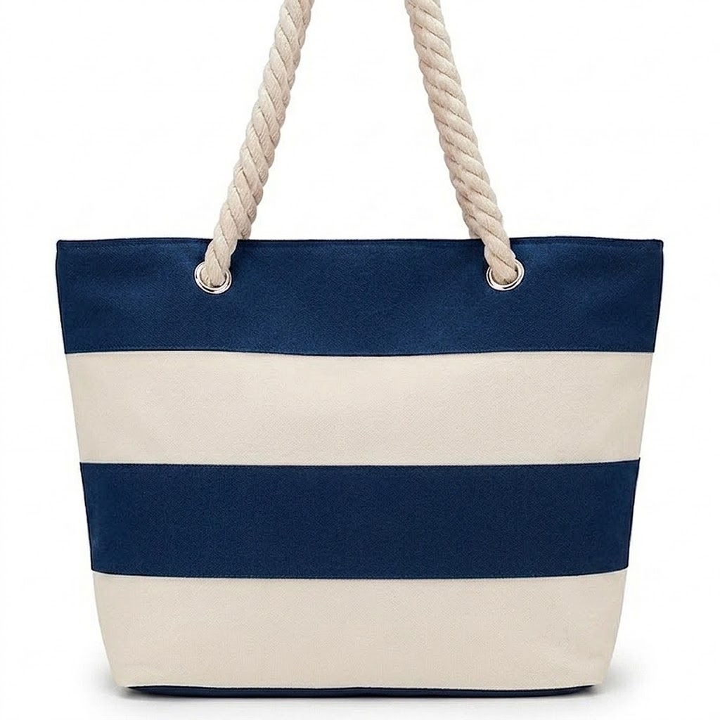 Canvas Stripe Beach Tote