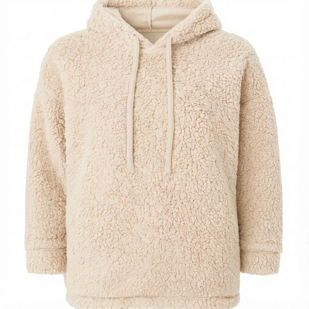 Longer Hooded Sherpa Pullover