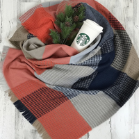 Waffle Plaid Fringe Scarf