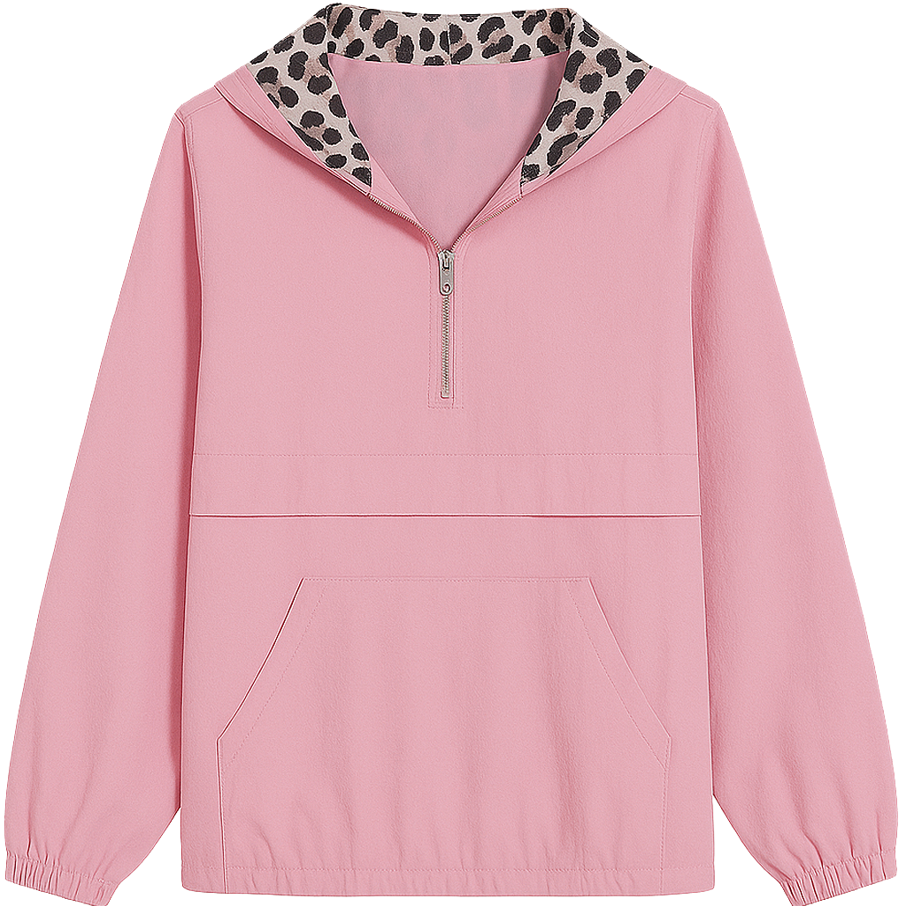 Leopard Print Pullover Windbreaker