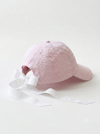 Seersucker Baseball Hat w/Ribbon Tie