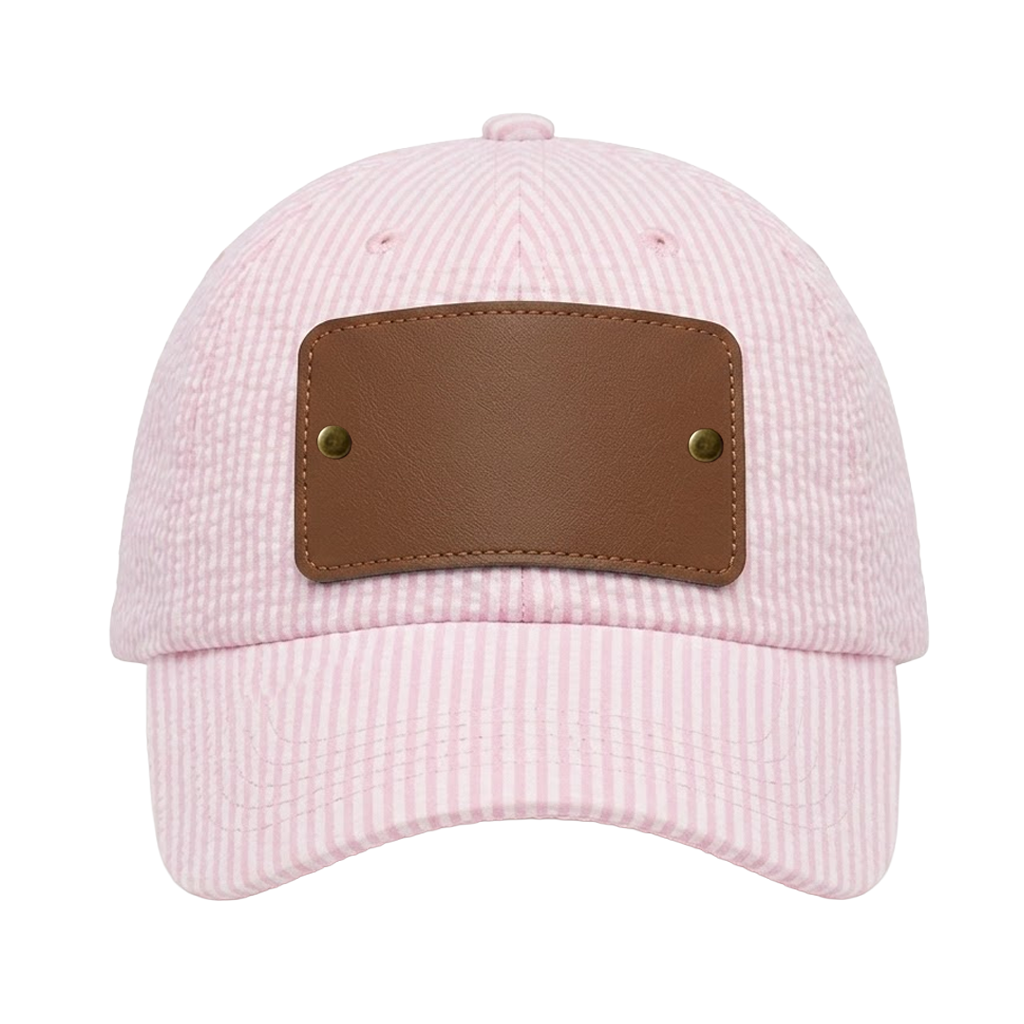 Seersucker Baseball Hat w/Ribbon Tie