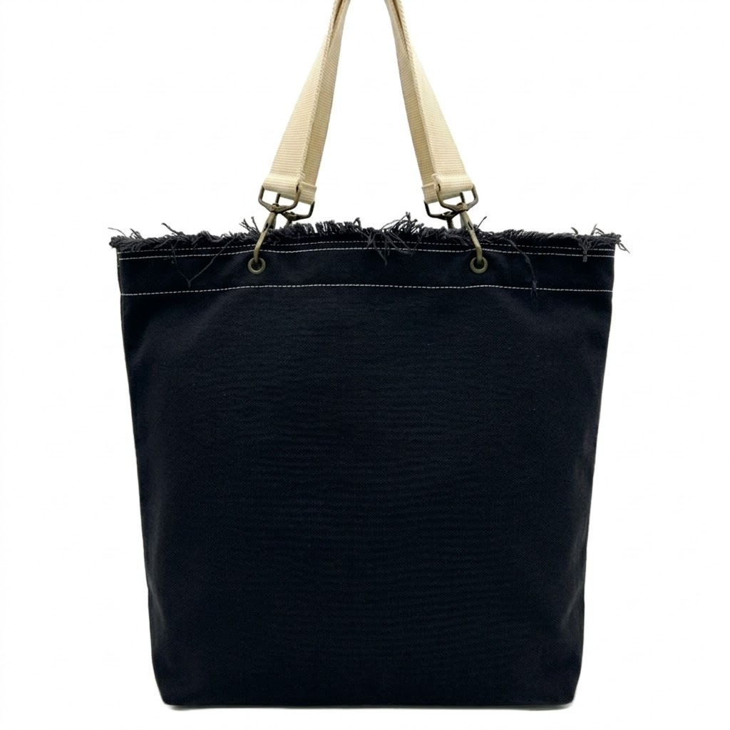 Raw-Edge Canvas Tote Bag